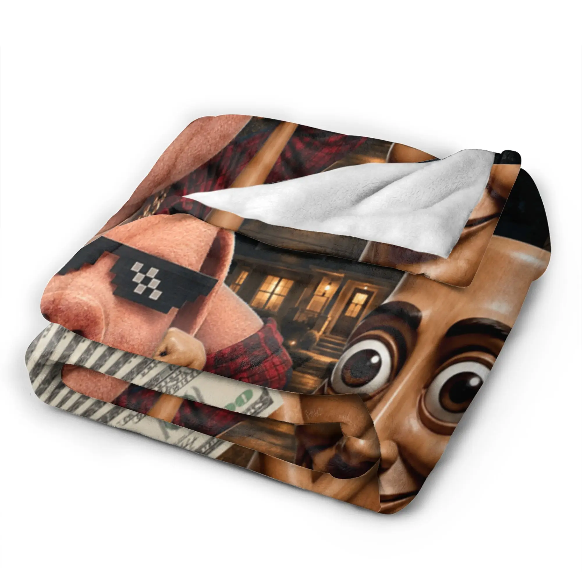 There is Motion at Your Front Door Tung Tung Tung John Pork Blanket Warm Cozy Throw Blanket Winter Camping Outdoor Bedspread