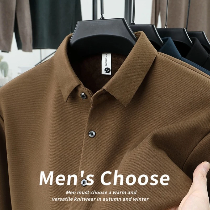 

Зимняя рубашка с длинными рукавами из смеси шерсти и шелка — мягкая флисовая подкладка, теплый бестселлер, готовая деловая повседневная одежда