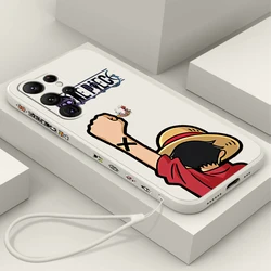 Anime One Piece Cool Phone Case For Samsung Galaxy S23 S22 S21 S20 FE S10 Plus Lite Ultra 5G Liquid Left Rope Cover