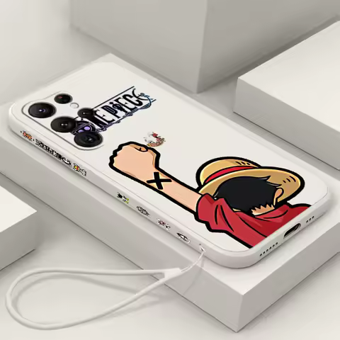 Anime One Piece Cool Phone Case For Samsung Galaxy S23 S22 S21 S20 FE S10 Plus Lite Ultra 5G Liquid Left Rope Cover