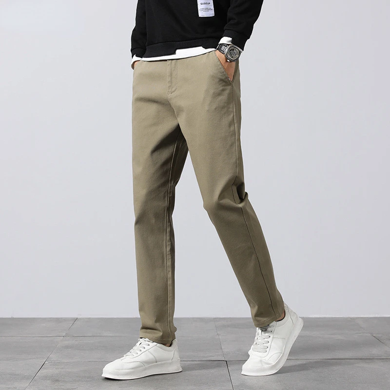 

Mens Pants Thick Autumn Winter Business Cotton Elastic Work Plus Big Size 42 44 46 Office Stretched Slim Fit Trousers Clothing