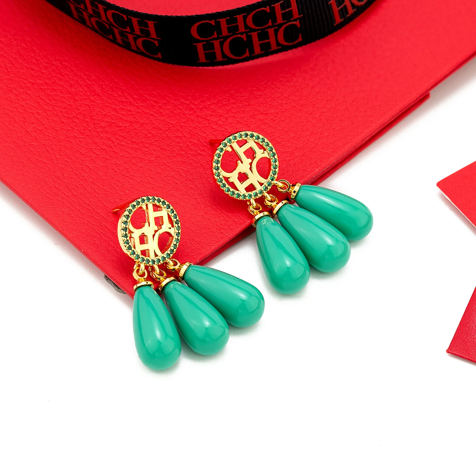 CHHC 2026 أقراط اللؤلؤ الملكي الفرنسي ، أقراط متدلية على شكل قطرة باروكية للنساء ، هدايا مجوهرات أذن كريستال الزركون عتيقة #6