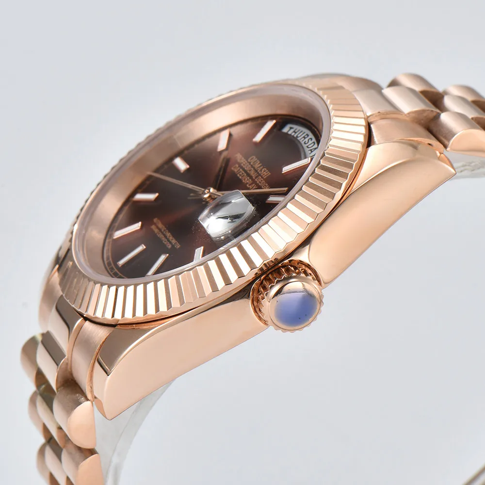 럭셔리 남성용 시계 40mm 자동 운동 기계식 시계 실버 시계 Miyota 8285 무브먼트 방수 사파이어 시계