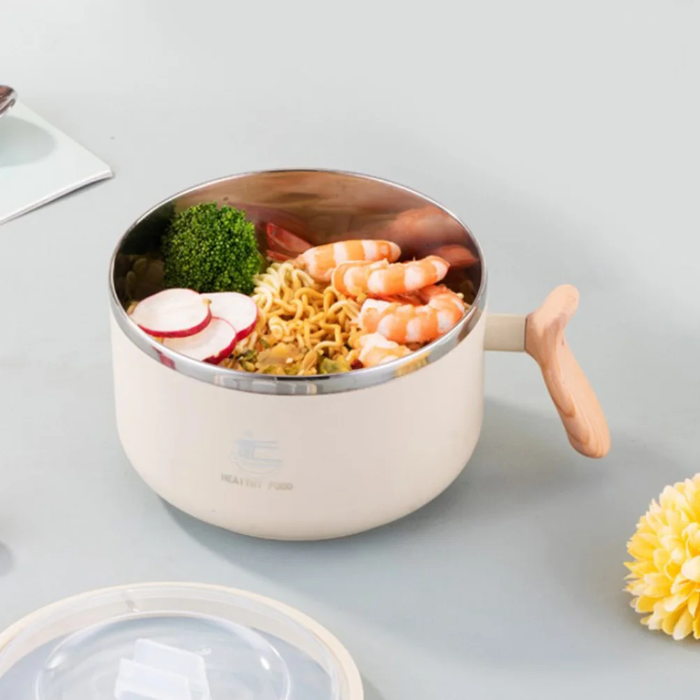 

Stainless Steel Ramen Bowl 600Ml Large Capacity Leak-Proof Lid Handle For Home Office Travel Outdoor Instant Noodle Soup