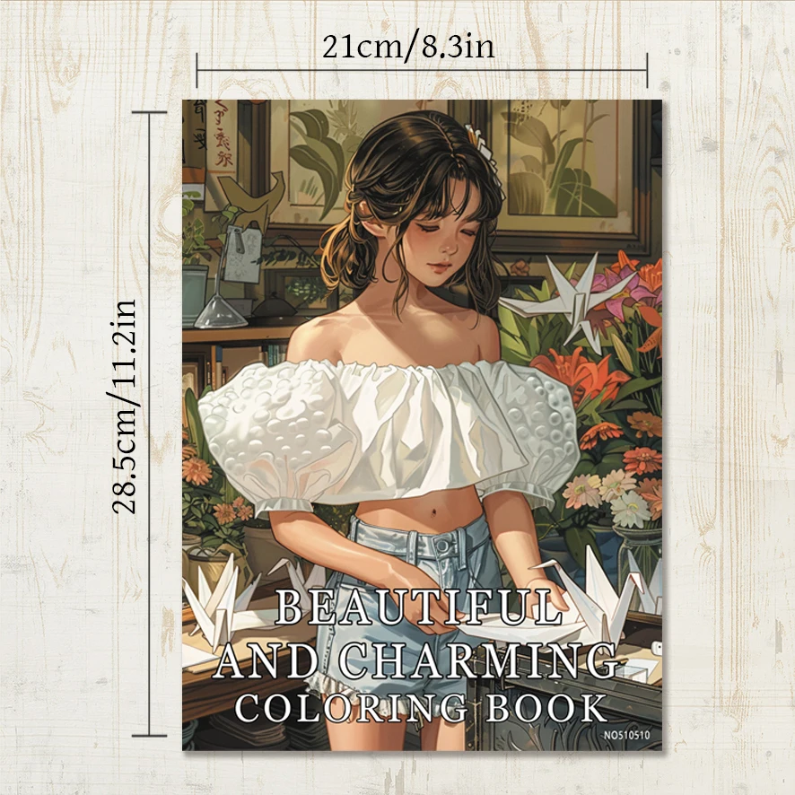 Adult Coloring Book 8.3x11.2 Inches 22 Pages Beauty Character Design Stress Relief Emotion Positivity Focus