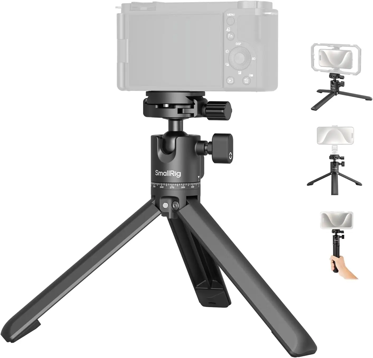 

SmallRig Portable Mini Desktop Tripod, Aluminum Alloy Compact Small Tabletop Tripod with 360 Ball Head, 1/4 Screws Quick