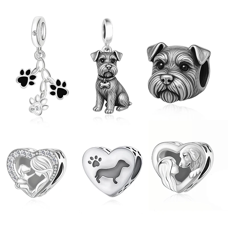 FC Jewelry Fit Original Pan Charms Bracelet 925 Sterling Silver Enhanced Black Dog Paw Bead For Making Lovers Friends Berloque