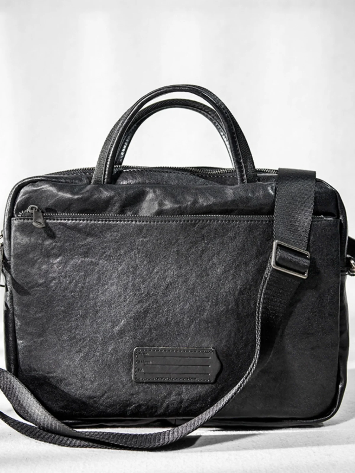semplice moda fatta a mano in vera pelle da uomo da donna valigetta nera business casual borsa per laptop in vera pelle di mucca di lusso