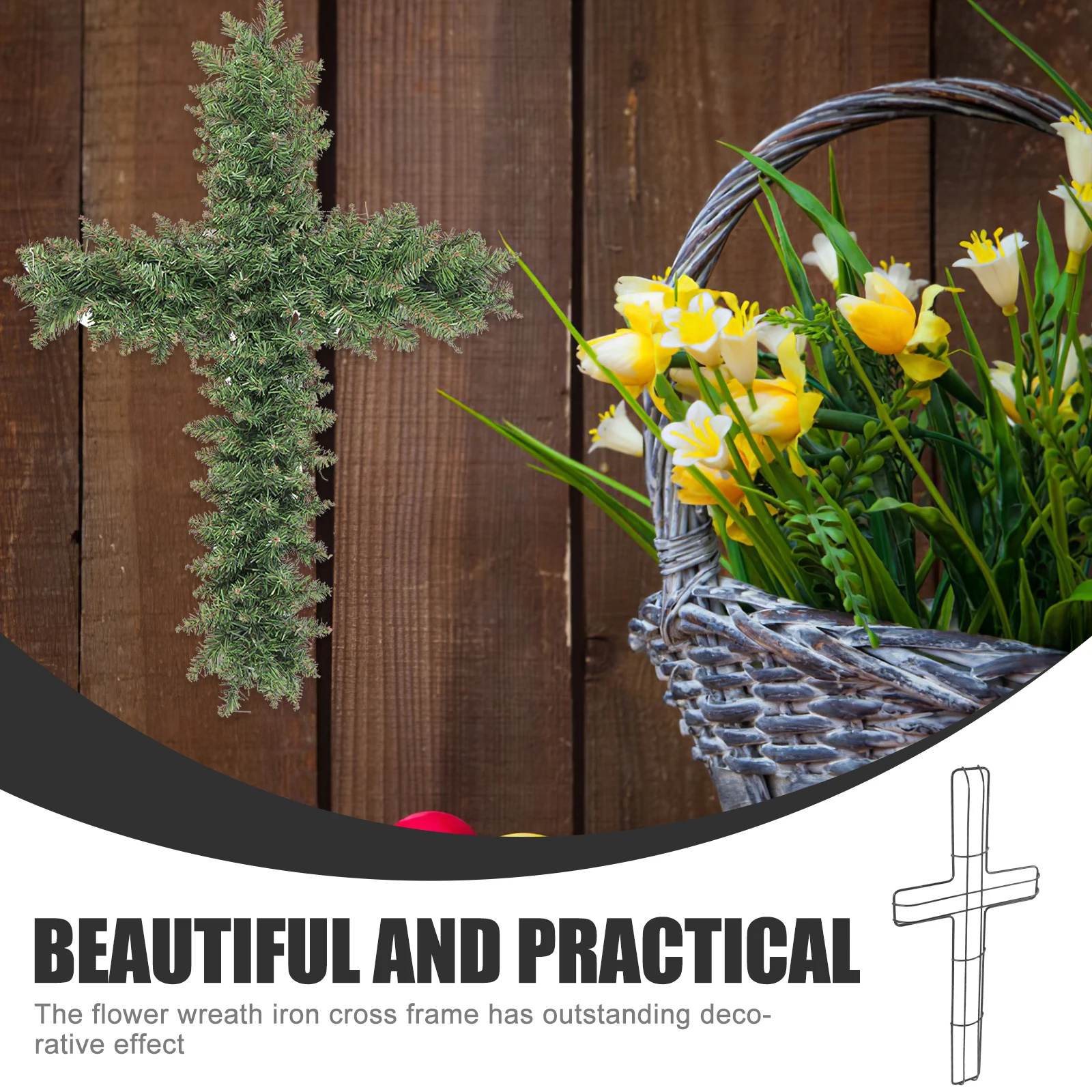 

2pcs Iron Wreath Frame Cross Shaped Metal Garland Frame For Diy Holiday Decor Wall Mounted Floral Wreath Ring For Indoor