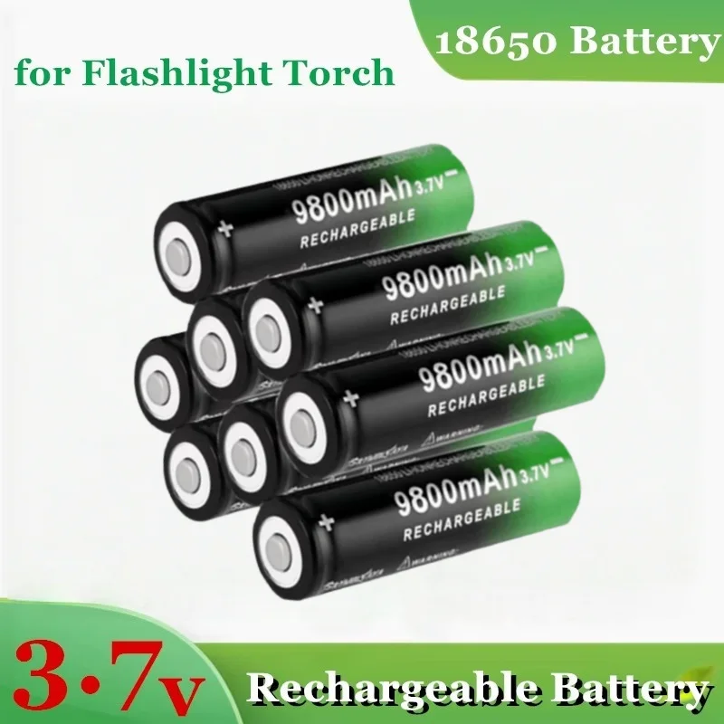

18650 Battery 3.7V 36.26hWH Rechargeable Li-ion, High Capacity for LED Flashlight Torch, LCD Charger Included, Fast USB Charging