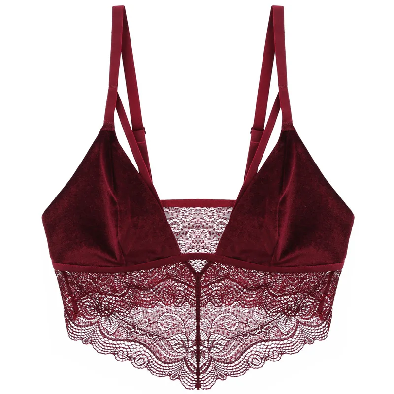

Wireless Steel Ring Bra Velvet Lace Sexy Underwear Women's Bra Breathable Comfortable Home Clothes Underwear