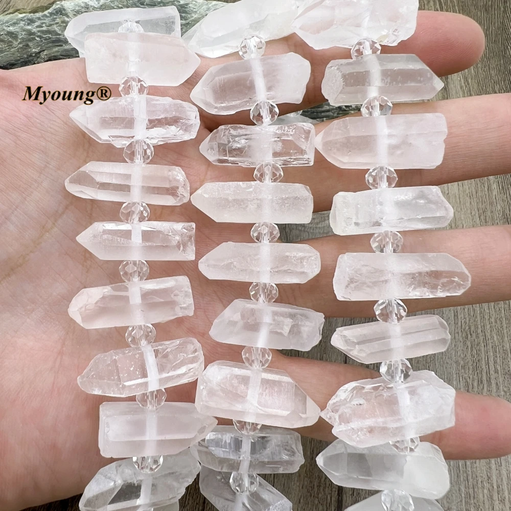 Natural White Crystal Quartz Stick Point Beads For Diy Bohemia Jewelry Making Accessories MY230845