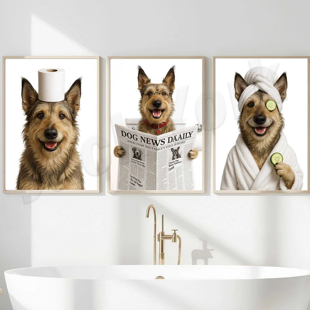 Black Russian Terrier, Picardy Shepherd, Belgian Tervuren, Belgian Malinois, Belgian Lacano, Bassette, dog art, bathroom posters