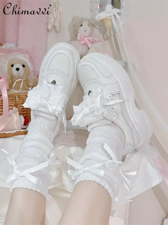 Original New Japanese Mine Series Water Color System Bow Lace Bow Sneakers Sweet Girl Versatile Women's Shoes All-match