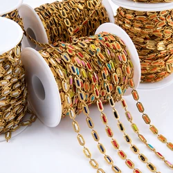 1 m colorful Enamel Cuban chain men and women thicken necklace accessories stainless steel bulk chain for diy jewelry making