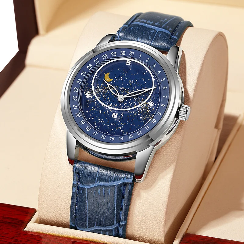 

Special Moon Mens Casual Wristwatch Elegant Quartz Leather Strap Watches Masculino Relogio Out-door Fashion Male Clock Relojes