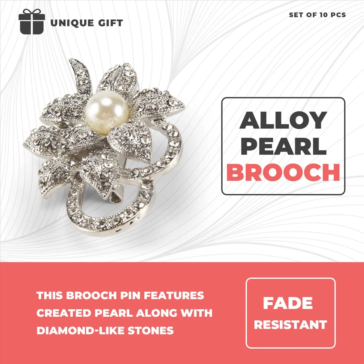 ABQR Стильная брошь-цветок с блестящими кристаллами и жемчугом для рождественской свадьбы или выпускного вечера