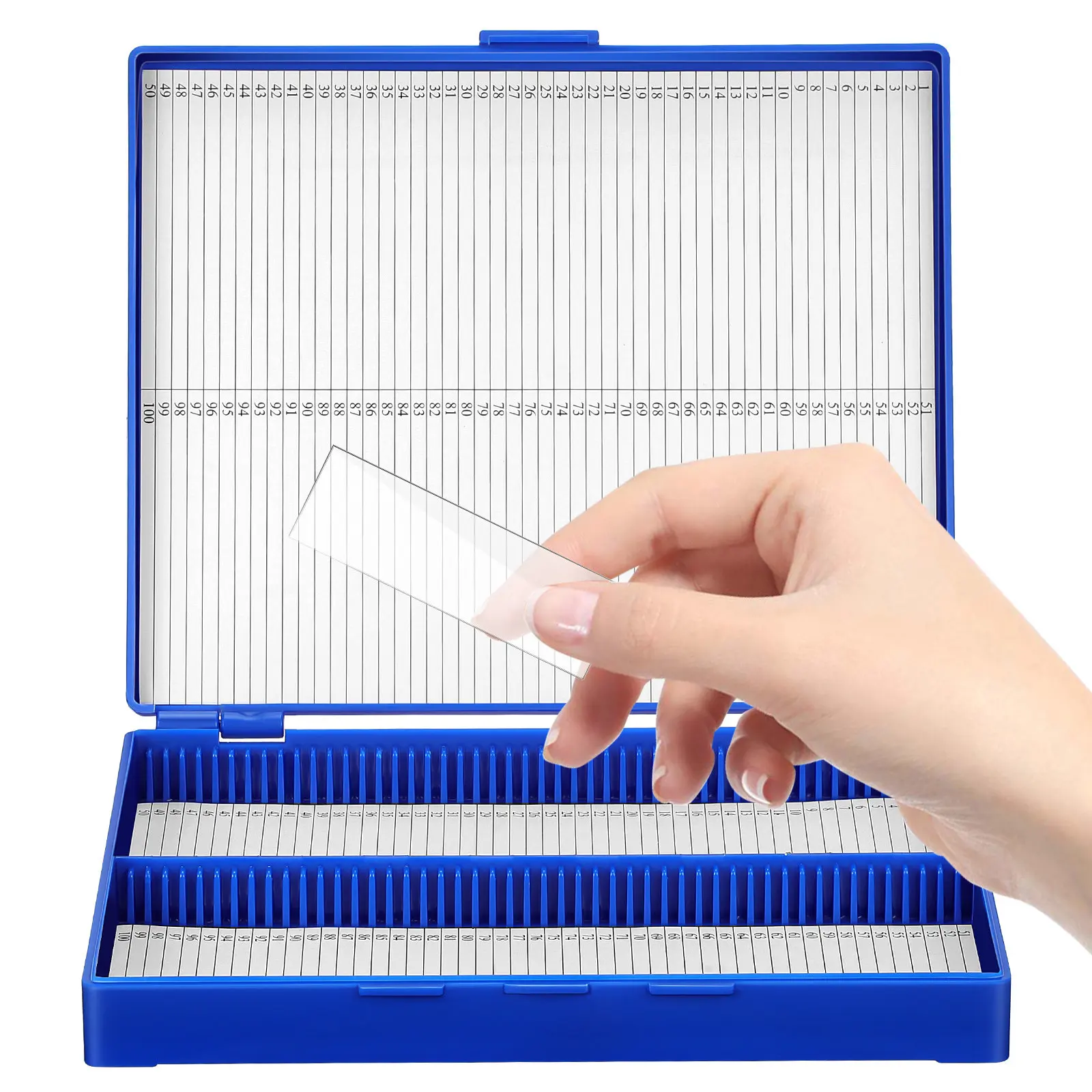 100-Place Plastic Pathology Slide Storage Organizer Numbered Slots Secure Closure Laboratory Supply Laboratory Supply
