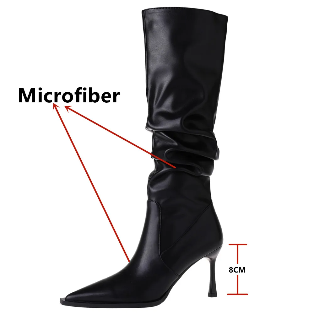 FEDONAS eleganckie buty na cienkich wysokich obcasach damskie kozaki do kolan modne plisowane buty z palcami kobiety imprezowe damskie wysokie buty