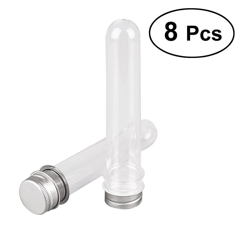 

8 Pcs Plastic Test Tube Bottle Tubes Liquid Container Cylinder Bottles with Lids Containers
