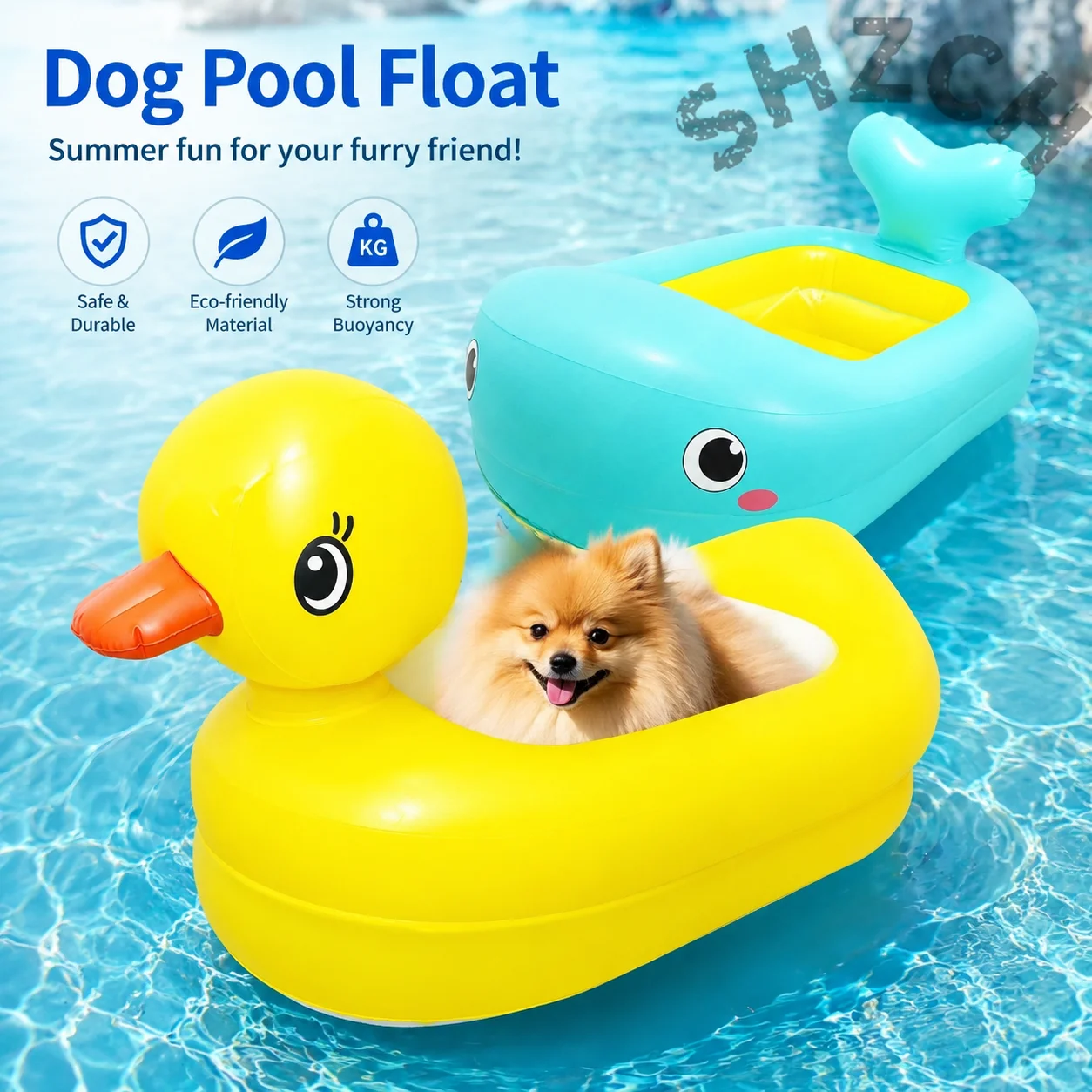 Inflatable Yellow Duck Floating Pet Bed for Small Dogs – Portable Water Toy for Corgis, Teddy Dogs & Outdoor Play