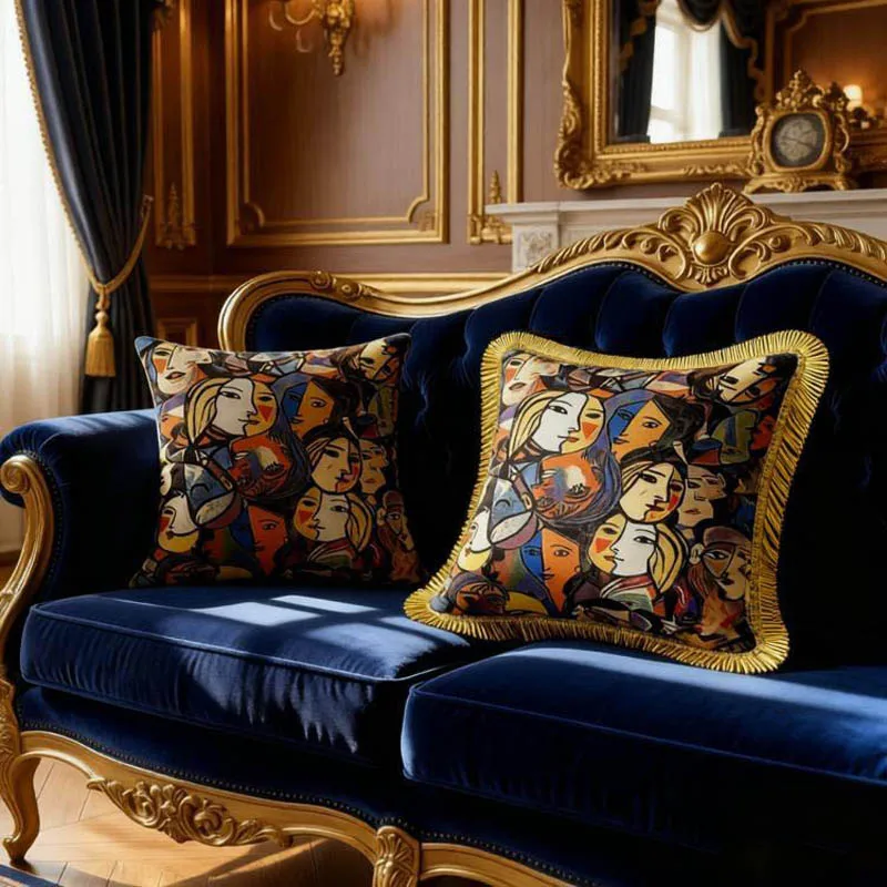 Homestay Throw Pillow Smooth Glossy Cover Zipper Villa or Car Body Pillows and Rectangular Sofa Pillowcase Design Luxury Cushion