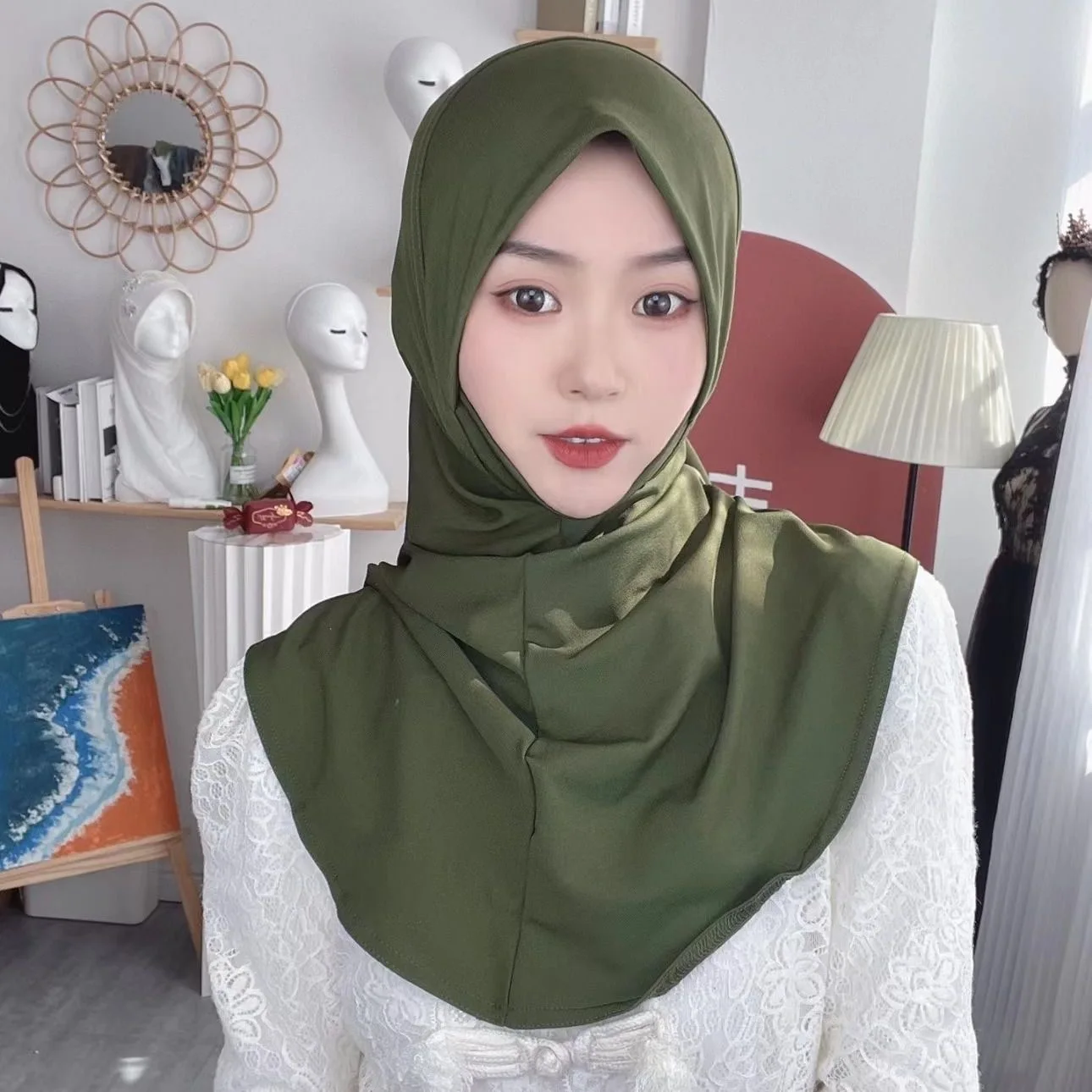 2023ฝาครอบหัว Multicolor มุสลิมผู้หญิงยาวผ้าคลุมไหล่ผ้าคลุมไหล่ธรรมดา Hijab