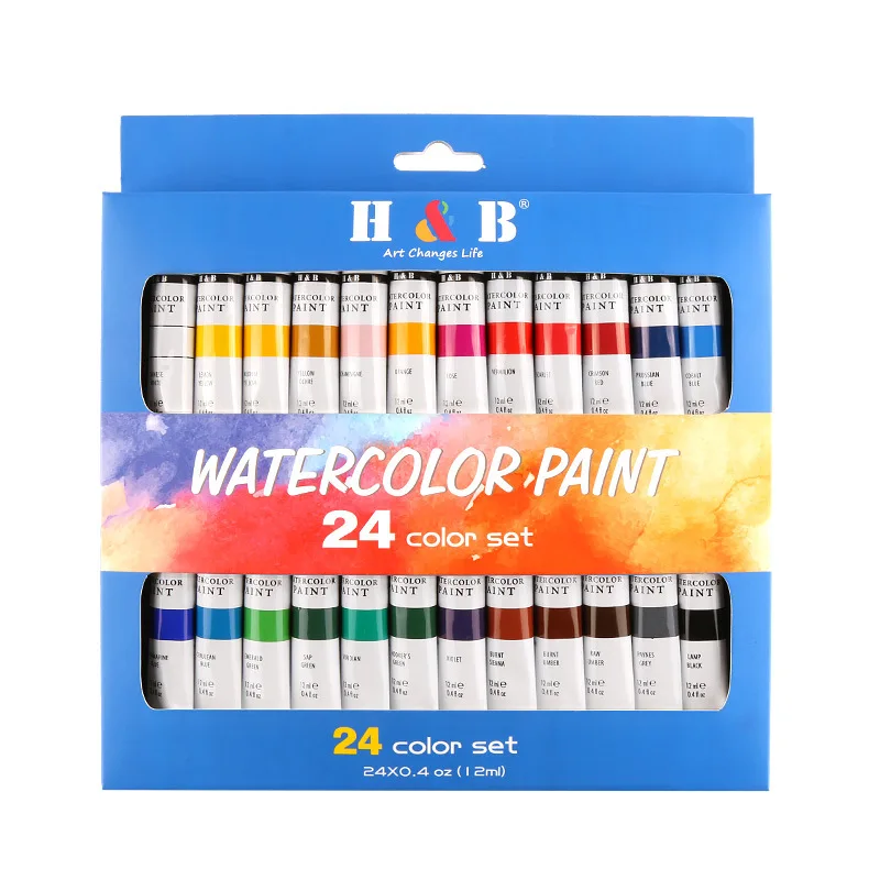 24Color Acrylic/Watercolor/Oil Paint Pigment Set 유화 Acuarelas 12ml Art Supplies Drawing For Artist Student Kids Canvas Fabric