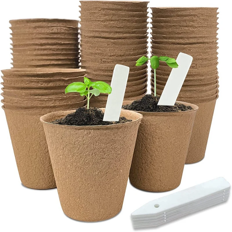 

50 Pieces Of 8 Cm Peat Flowerpots Biodegradable And Environmentally Friendly Round Plant Seedling Starter Kit