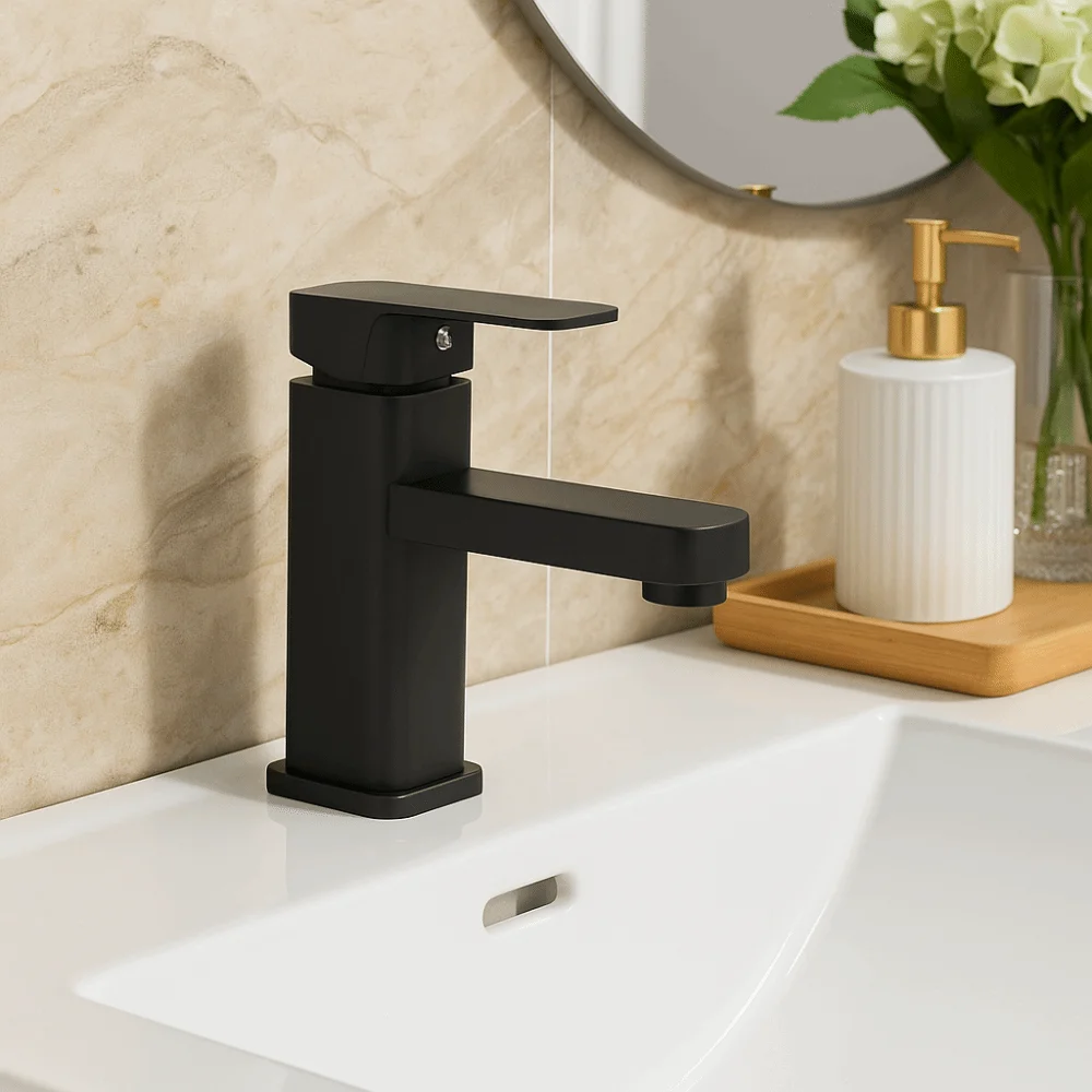 

Countertop Mount Bathroom Faucet Rotary Switch Rust-proof Lavatory Basin Faucet Square Sink Tap Kitchen Faucet Guest Bath