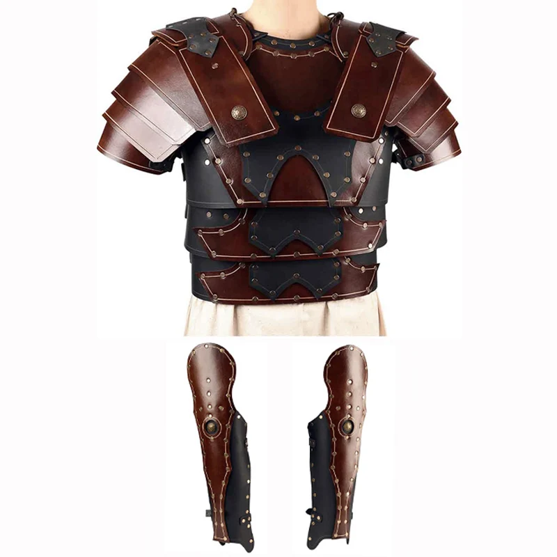 Ancient Greek Roman Gladiator Legion Leather Knee Greaves Leg Armor Medieval Warrior Boot Shoe Cover LARP Cosplay Costume Gaiter