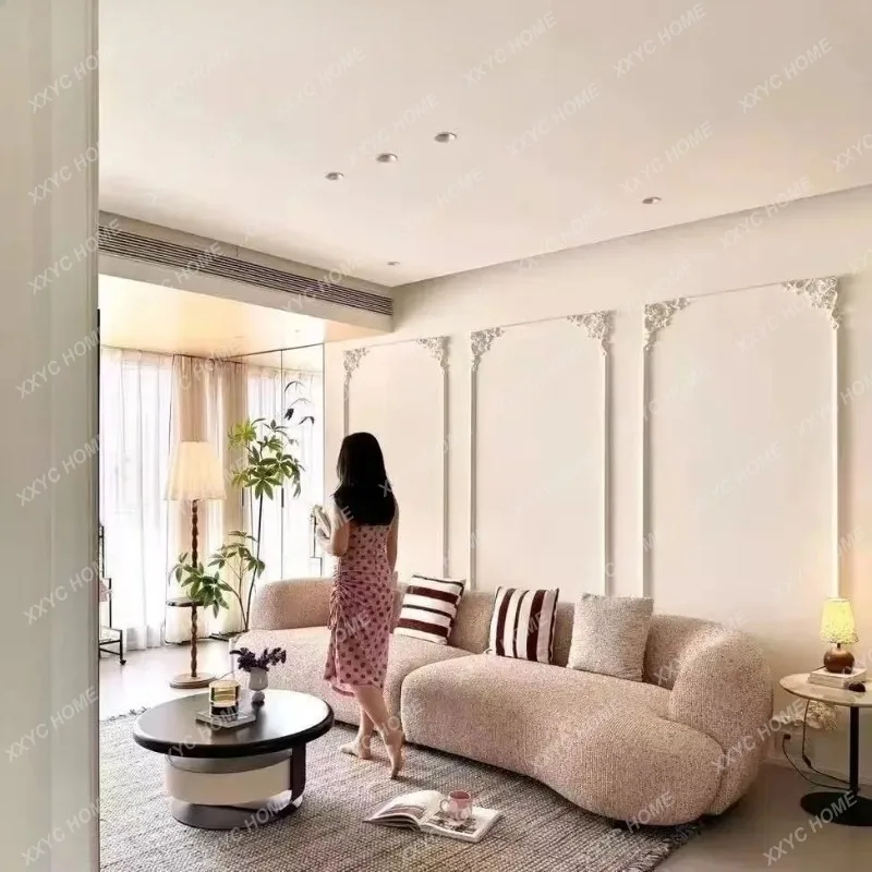 X minimalist imported chenille curved sofa villa flat floor living room special-shaped fabric sofa