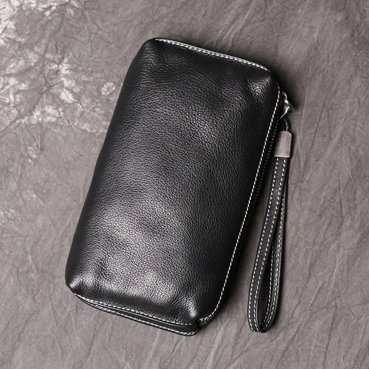 Men's leather handhold women's soft leather long purse fashion simple cowhine mobile phone storage wallet
