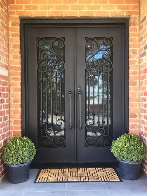 Square Top Iron Door Design Pictures Forged Iron Double Front Doors Wrought Iron Door For Home Entry