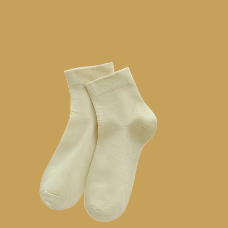 2/5 Pairs New Mid-tube White Pure Cotton Women's Socks Summer Solid Color Boneless Short Tube Confinement Socks