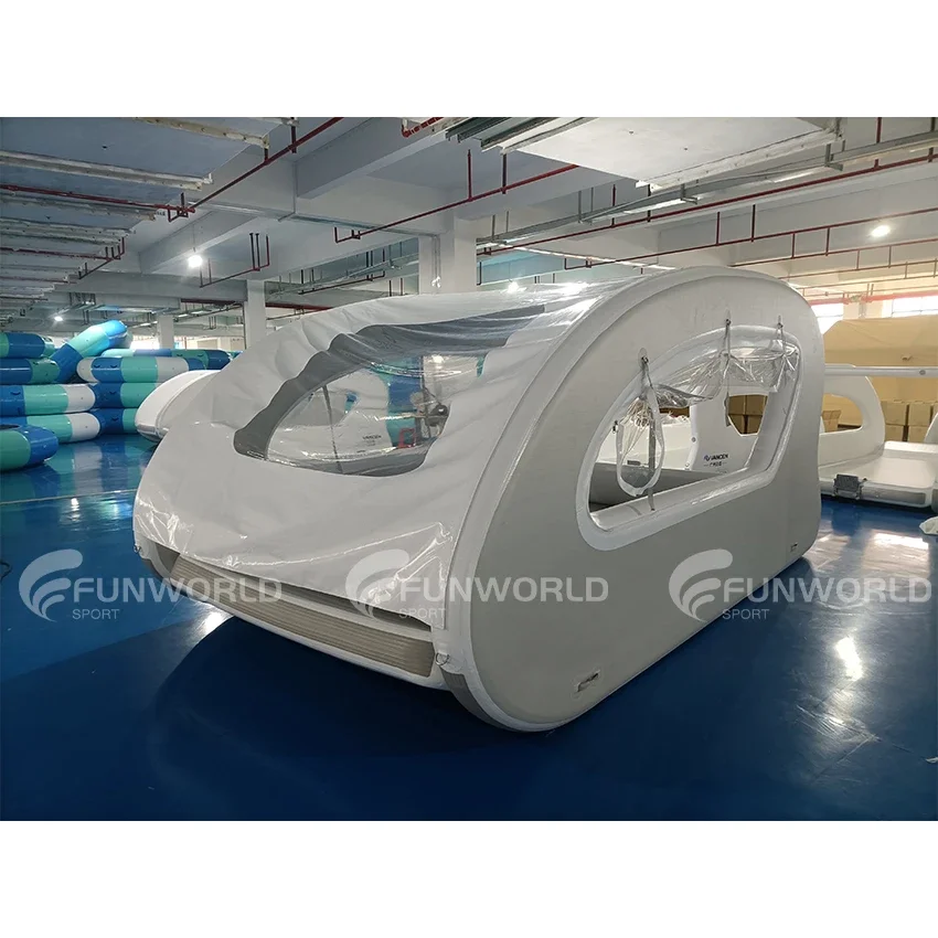Factory Price Solar Inflatable Fishing Boat Inflatable Electric House Boat 4.5m Inflatable Catamaran Powered By Solar Energy