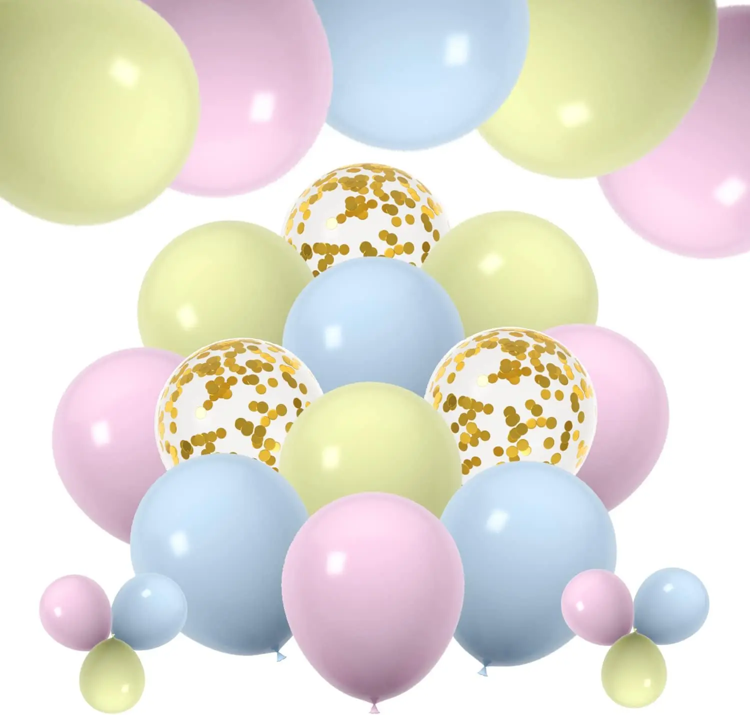 

116 Pack Macaron Pink Blue Yellow And Gold Confetti Metallic Latex Balloons Birthday Wedding Baby Shower Party Decoration