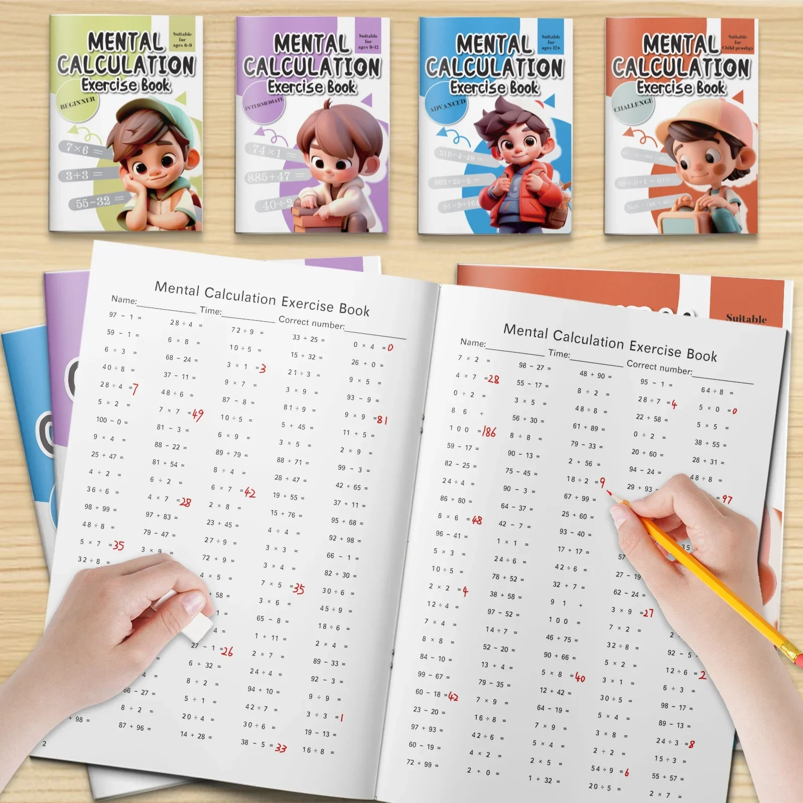 Children Math Drills Workbook, Addition Subtraction Multiplication Division Speed Practice Book, Boost Kids Mental Math Skills
