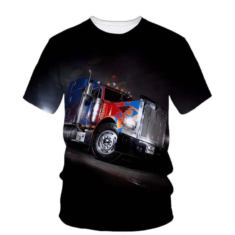 

Summer Men's Fashion Trend Engineering Car Truck Pattern 3d Printed Round Neck Short Sleeve T-Shirt Street Personality Top