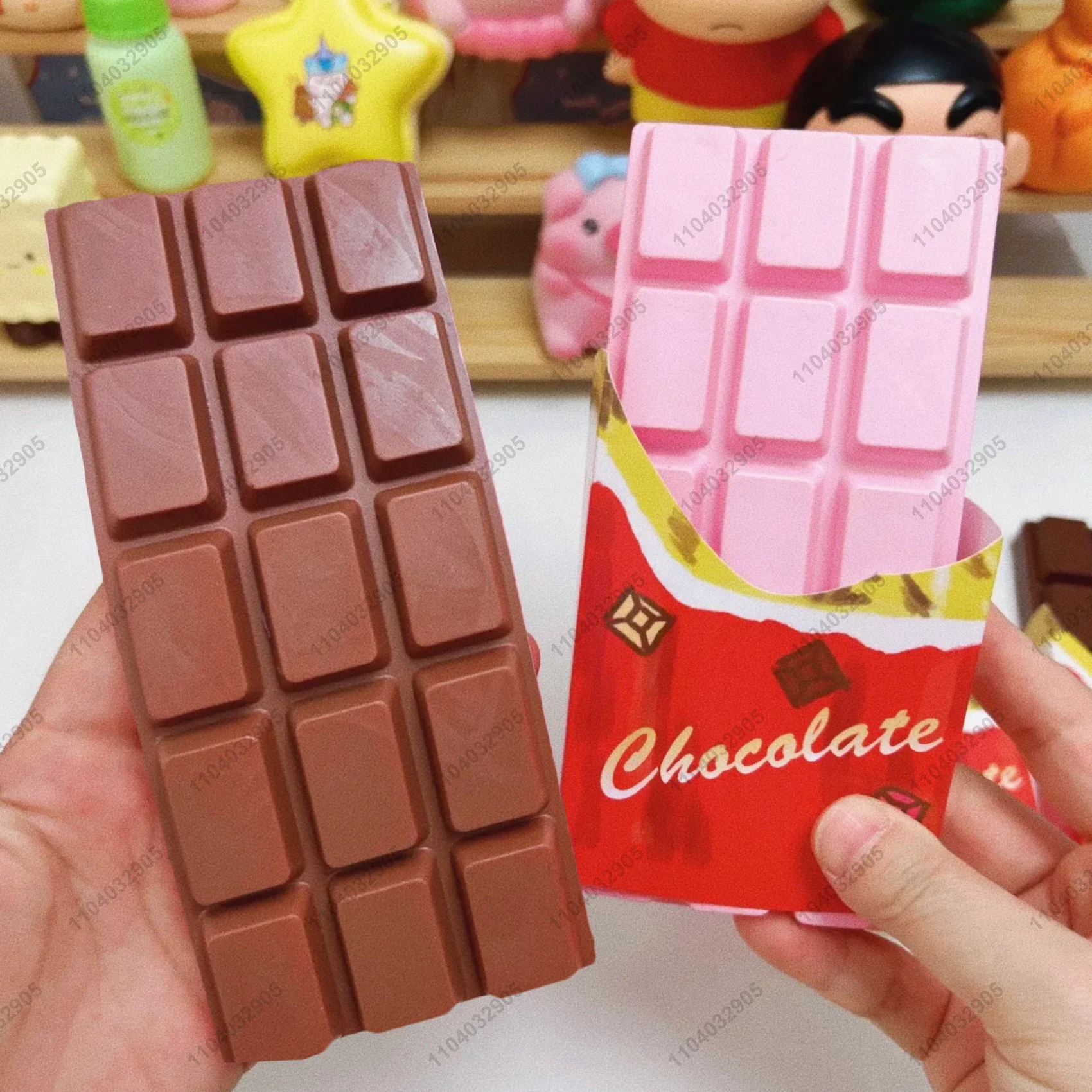 チョコレートバー型のゆっくりと膨らむスクイーズ玩具、柔らかく