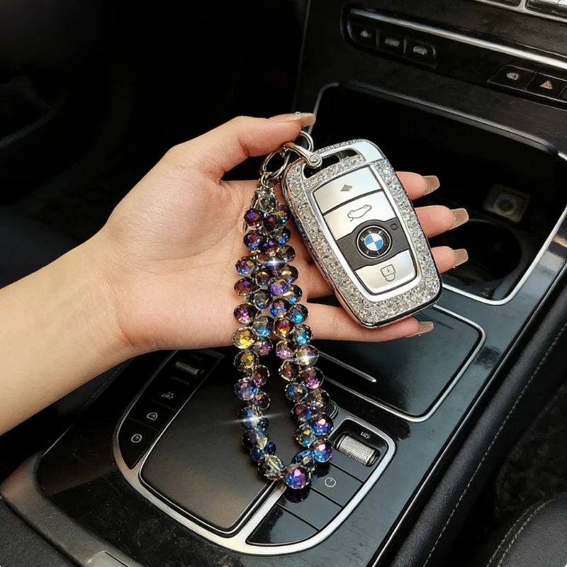 

Colorful Mobile Phone Lanyard Chain Stylish Glitter Crystal Bead Pendant Keychain Jewelry Bag Accessories Sparkle Key Chains