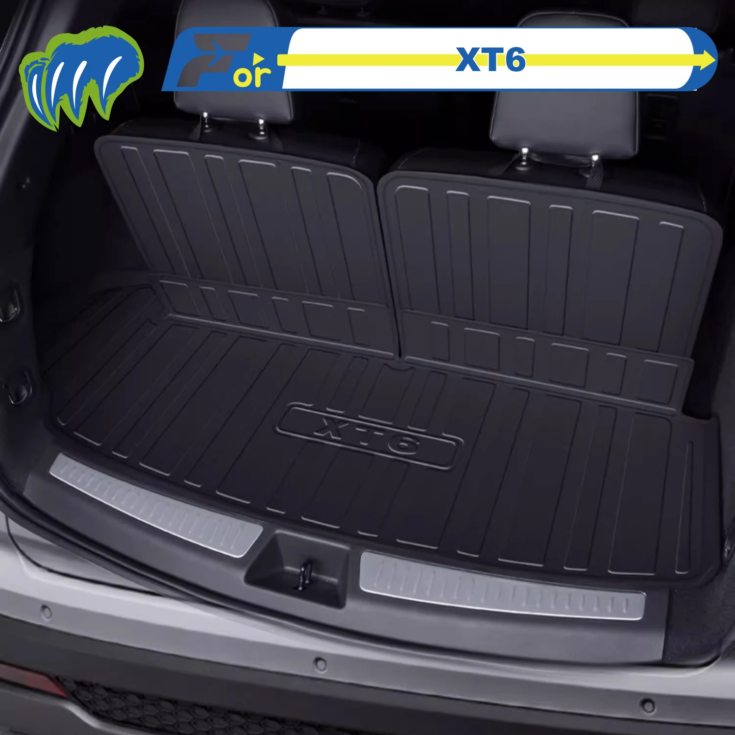

For Cadillac XT6 2020-2025 Custom Fit TPE Car Trunk Mat Cargo Mat 3D Shape Laser Measured Trunk Liners Chair-back Protection Mat