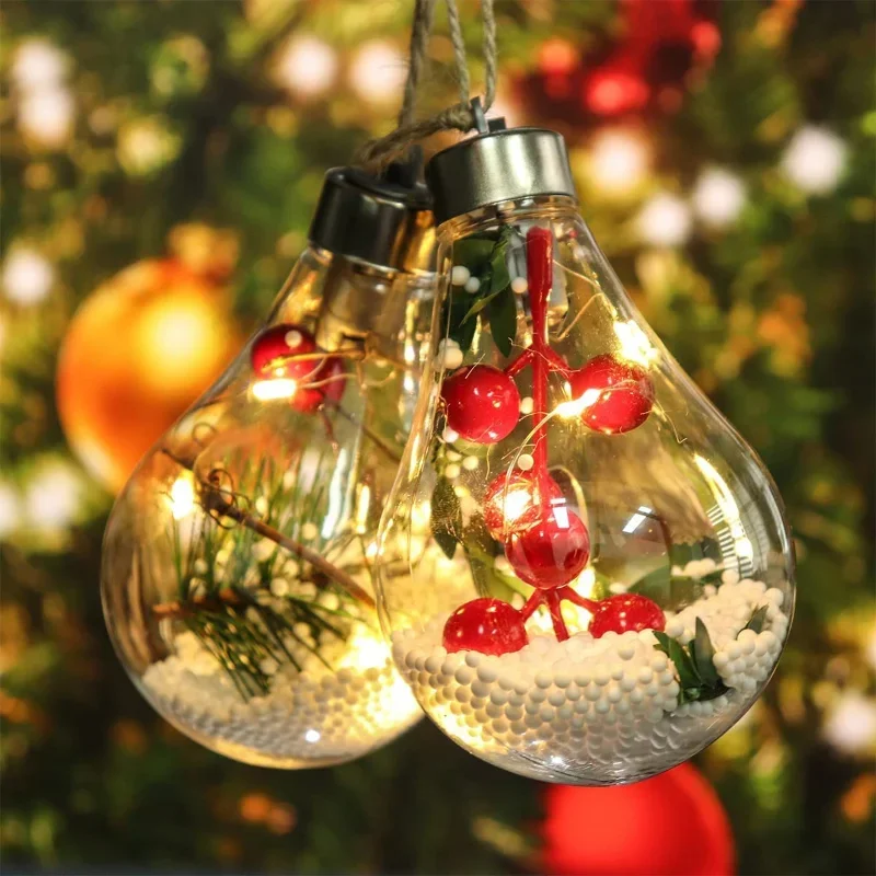 Transparent LED Luminous Night Light Ball Hanging Pendant Christmas Tree Decor Fairy Lights Home New Year Christmas Decorations