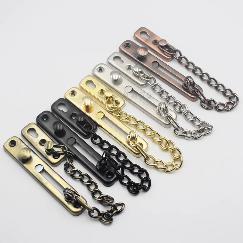 Door Chain Lock Stainless Steel Security Chain Guard With Spring Anti Theft Press Lock Heavy Duty Polished Door Latch With Screw