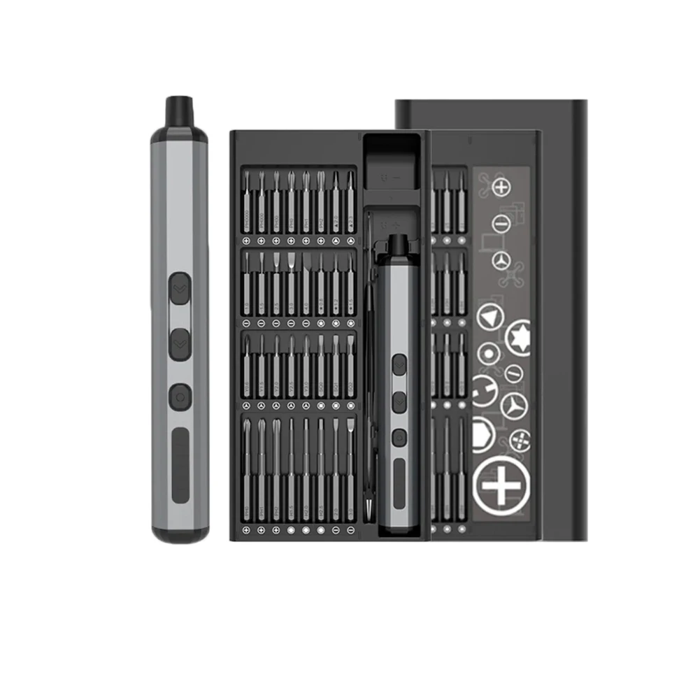 68 Piece Cordless Electric Screwdriver Set with Precision LED Lighting Battery Capacity and Chrome Vanadium Material