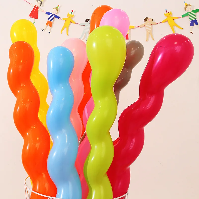 50/100 stücke Ballon Lange Streifen Spirale Stil Farbe Latex Sammeln Party Geburtstag Hochzeit Dekoration Ballon Design Inflator TMZ – Detail 6