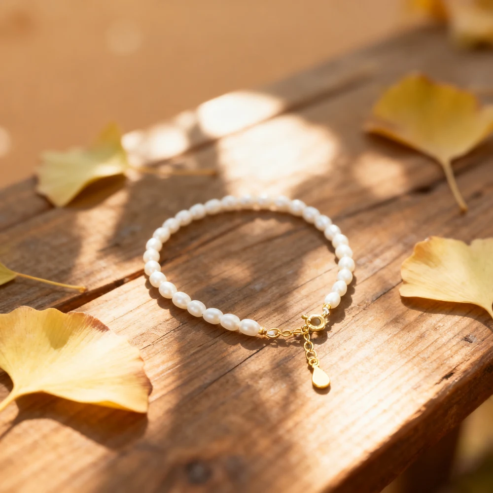 

Natural Freshwater Pearl 3-4mm Mini Rice Shape Bracelet 925 Sterling Silver Chain Elegant Fashion Jewelry Gift Hot for Women
