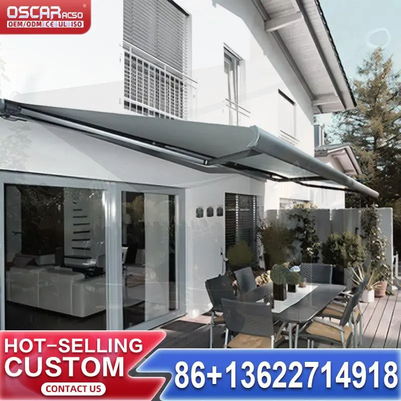

High end motorized full cassette retractable lights with LED for patio balcony garden aluminum frames sunshade European style r
