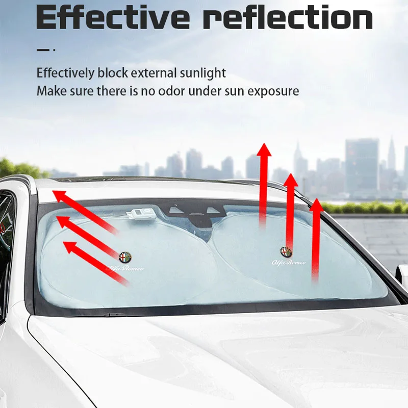 Keychain Car Windshield Sun Shade Cover Blocks Rays Protector Interior For Alfa Romeo 4C 159 166 Spider Giulia Giulietta 156 147