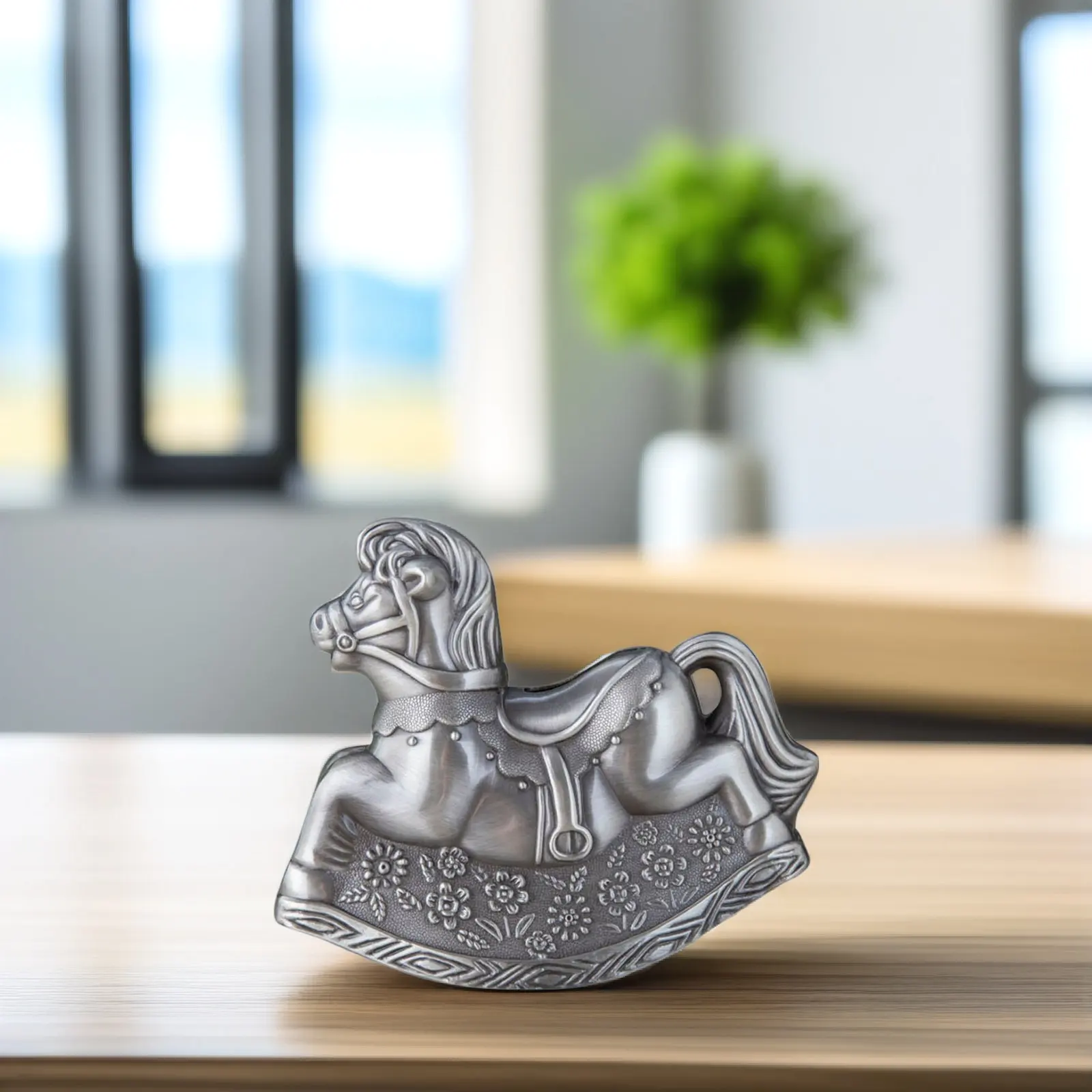 

Rocking Horse Money Box Creative Metal Piggy Bank Unbreakable Coin Jar for Kids Budget Bank Piggy Money